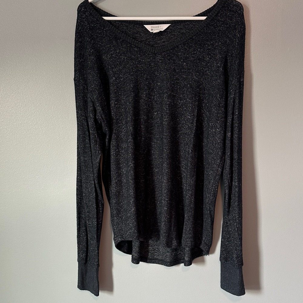 Market & Spruce Dark Grey Long Sleeve Sweater, L